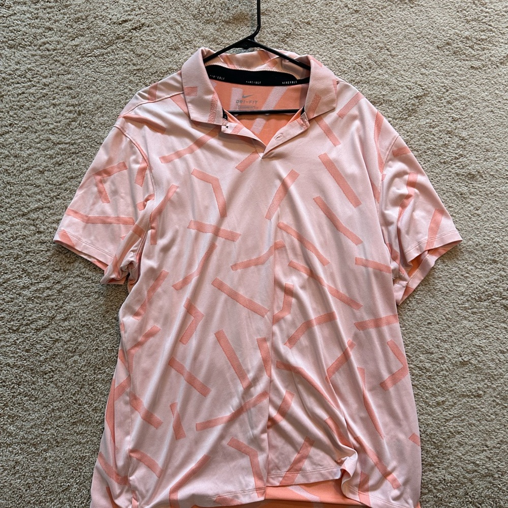 Nike Orange Golf Polo with Organic Pattern